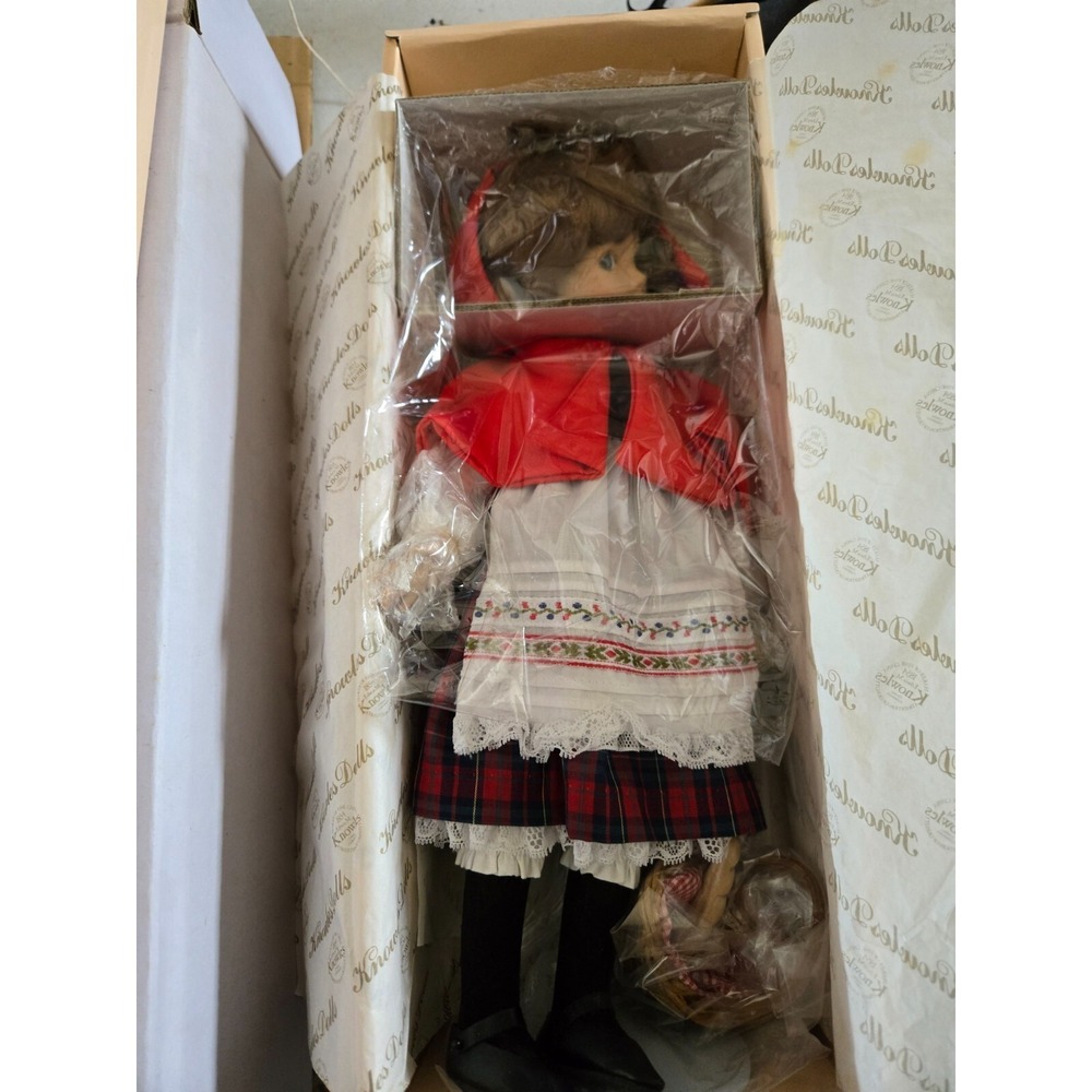 Little Red Riding Hood porcelain doll 1989, Knowles, Brothers Grim, NEW